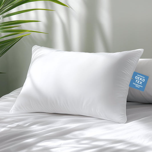 Hypoallergenic Bamboo Viscose Shell, Soft Queen/Standard Size Bed Pillow with Down Alternative Filling, Oeko-Tex Certified, Luxury Hotel Quality for Back, Stomach and Side Sleepers - Medaid International
