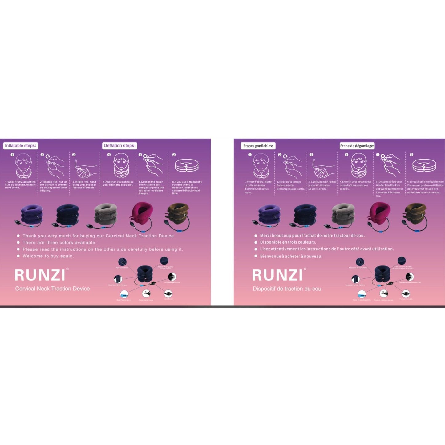 Cervical Neck Traction Device Inflatable Neck Stretcher, Easy to Use for Chronic Neck and Shoulder Pain Relief Traction Spine Alignment, Neck Cervical Brace，Blue - Medaid International