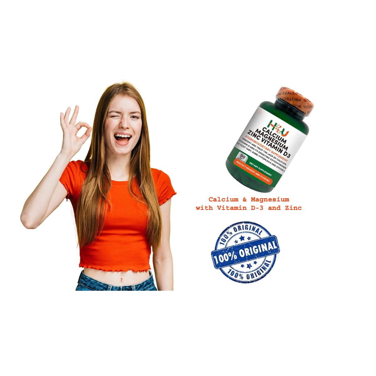 H4U Calcium Magnesium Zinc D3 | 120 Softgels Supplement | Calcium 10000 mcg, Magnesium 10000 mcg, Zinc 2000 mcg, Vitamin D3 100 mcg | Non-GMO | Gluten-Free | Made in The USA - Medaid International
