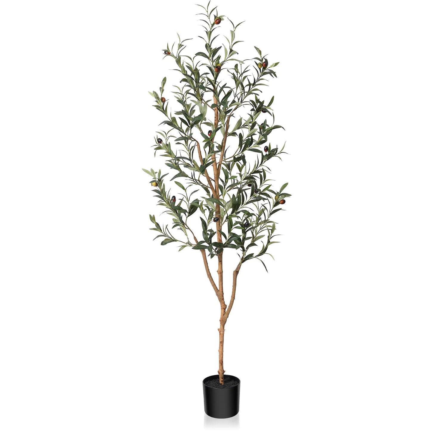 Kazeila Artificial Olive Tree 5FT Tall Faux Silk Plant for Home Office Decor Indoor Fake Potted Tree with Natural Wood Trunk and Lifelike Fruits - Medaid International