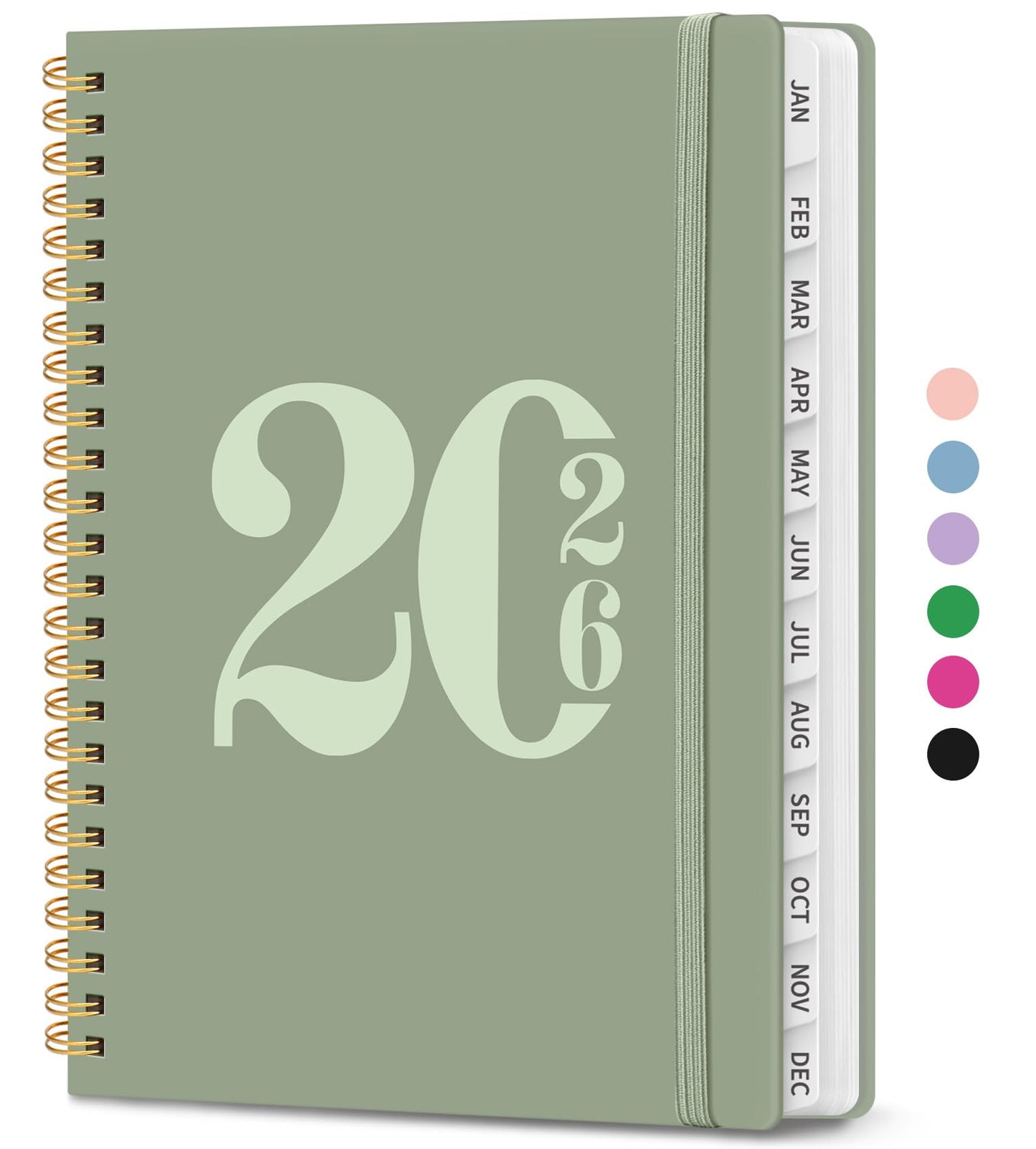 2026 Planner, Weekly and Monthly Calender Planner, Jan 2026 to Dec 2026, Hardcover 2026 Calendar Planner Book with Tabs & Inner Pocket, Office Home School Supplies for Women & Men - A5 (6.3" x 8.5"), Green - Medaid International