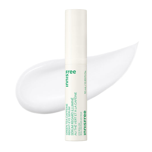 innisfree Green Tea Caffeine Depuffing Eye Serum with Niacinamide, Cooling Korean Eye Roll-On for Hydration and Brightening - Medaid International