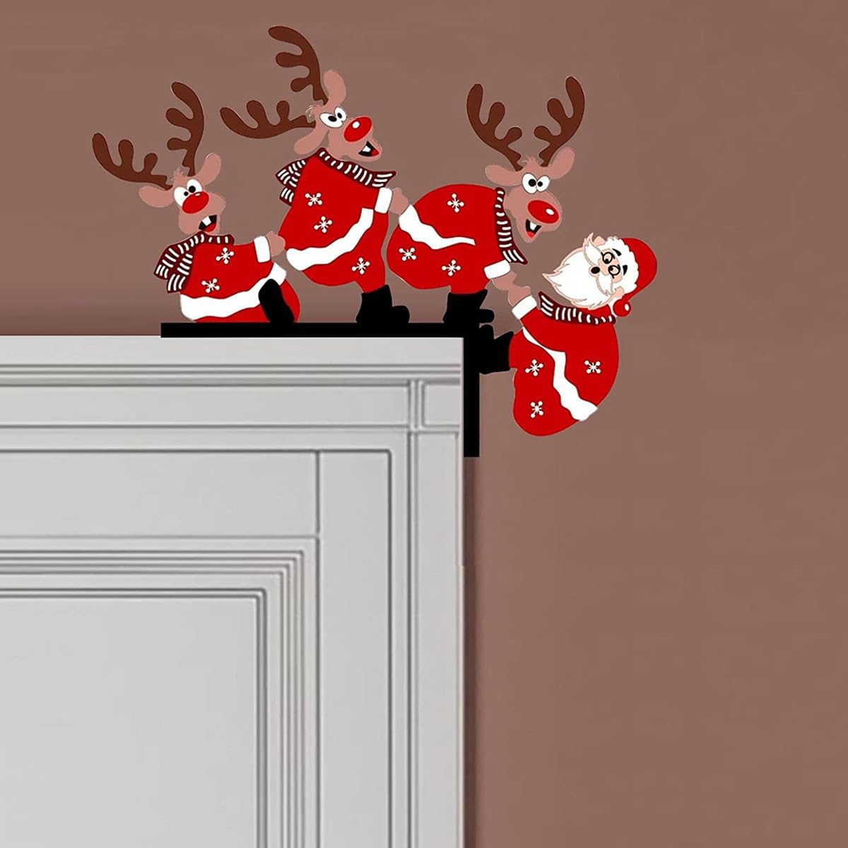 Christmas Door Corner Sign Decoration Santa Claus Deer for Home Party Right Angle - Medaid International
