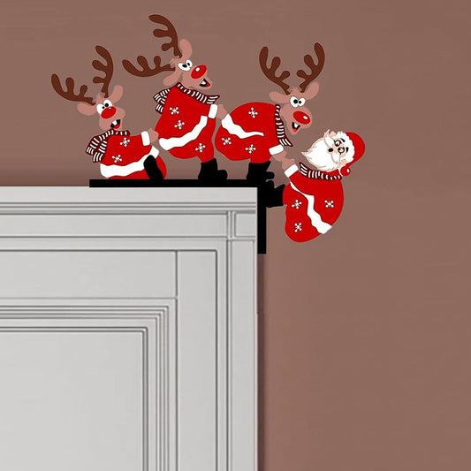 Christmas Door Corner Sign Decoration Santa Claus Deer for Home Party Right Angle - Medaid International