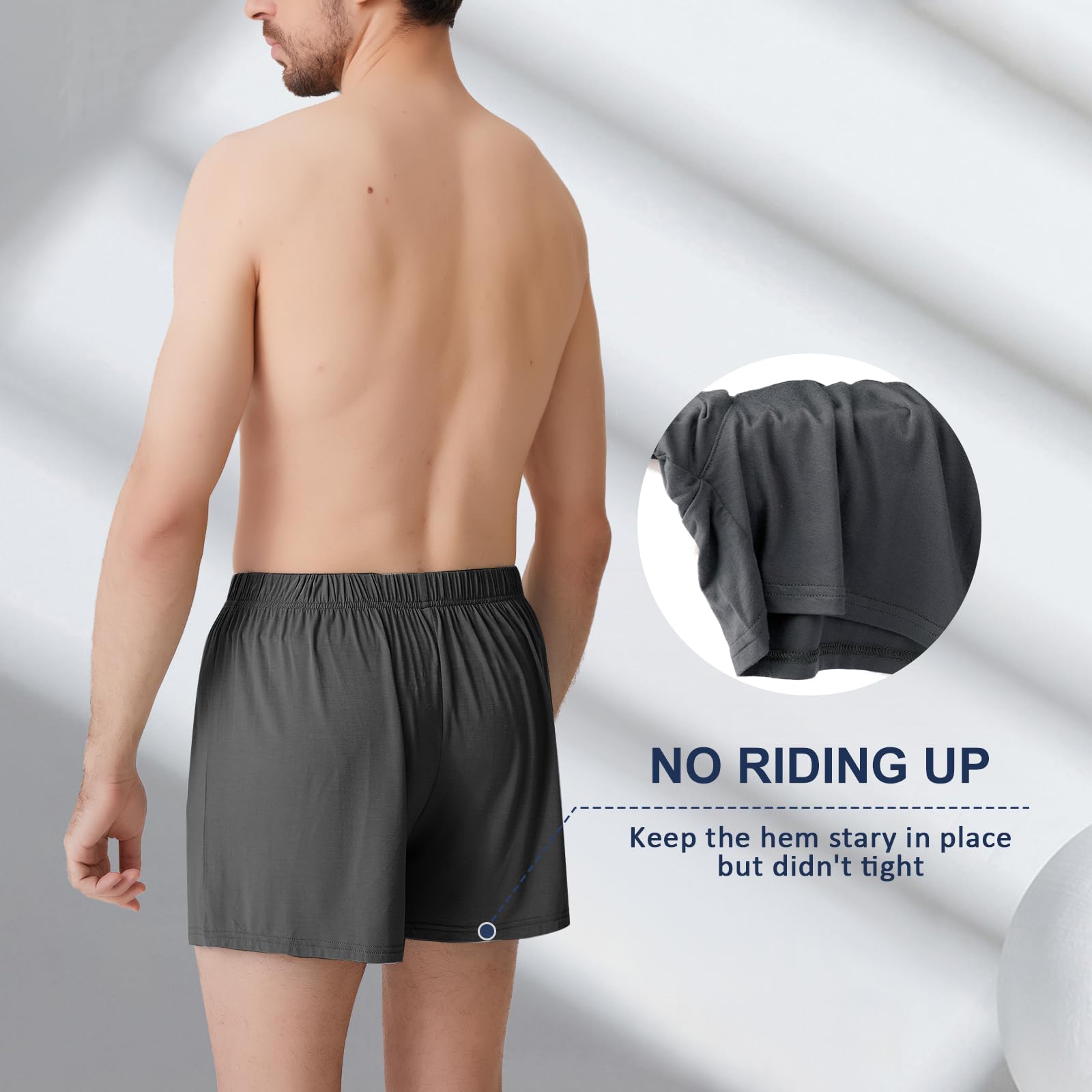 BAMBOO COOL Men's Boxers Underwear Boxer Shorts for Men Classic Lounge Loose Stretch Short (3 Pack), Large - Medaid International