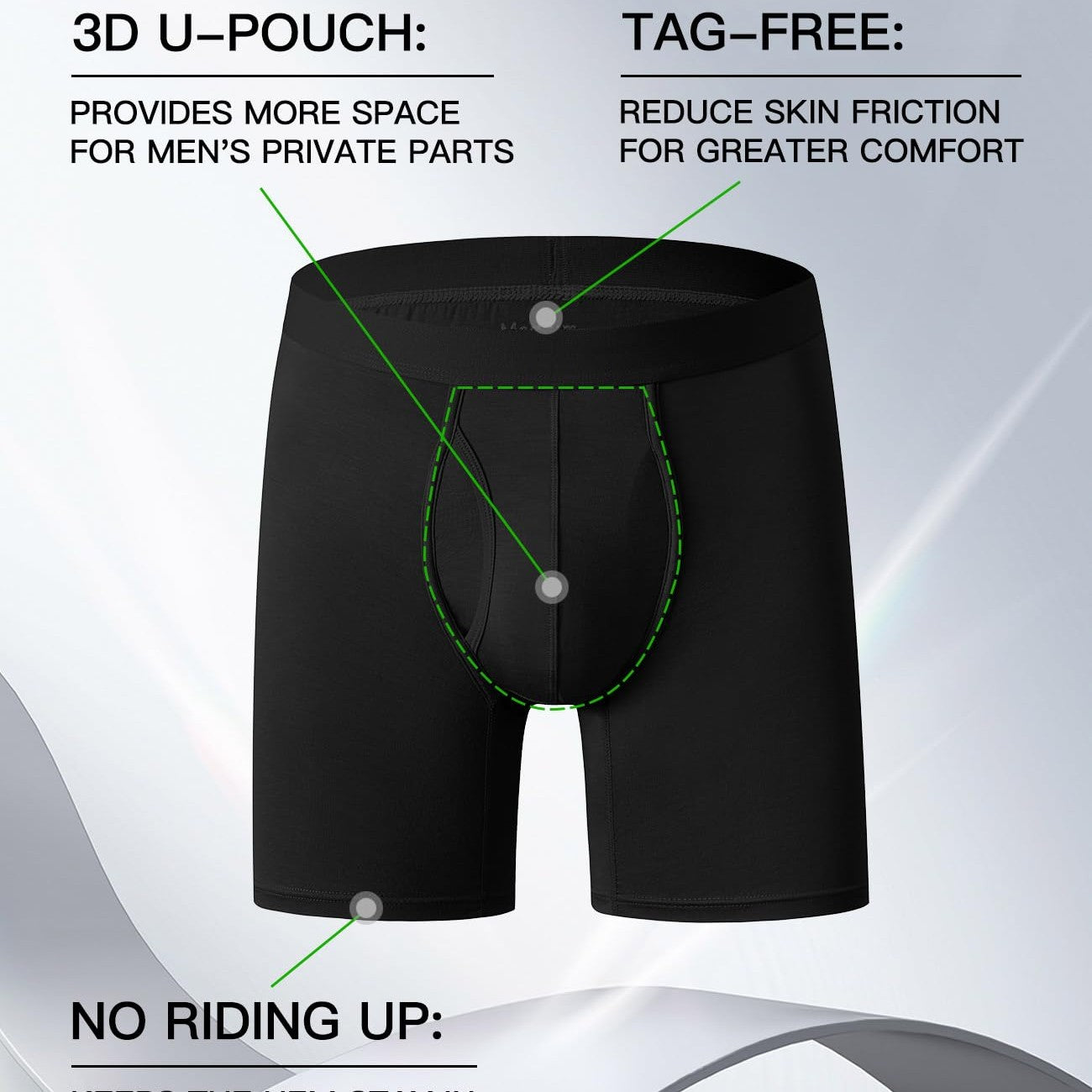 youlehe Men's Underwear Soft Rayon Boxer Briefs Stretch Trunks Pack (as1, alpha, l, regular, regular, 7 Pack(Black)-Open Fly-018) - Medaid International