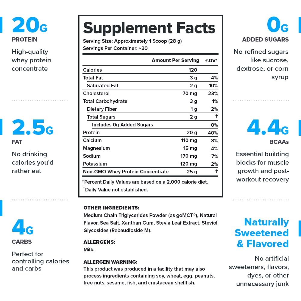 LEGION Whey Protein Powder - Naturally Flavored Whey Protein Concentrate with BCAAs - Supports Muscle Growth & Recovery, Gluten Free, No Added Sugar Protein Powder - Vanilla Flavor (30 Servings) - Medaid International