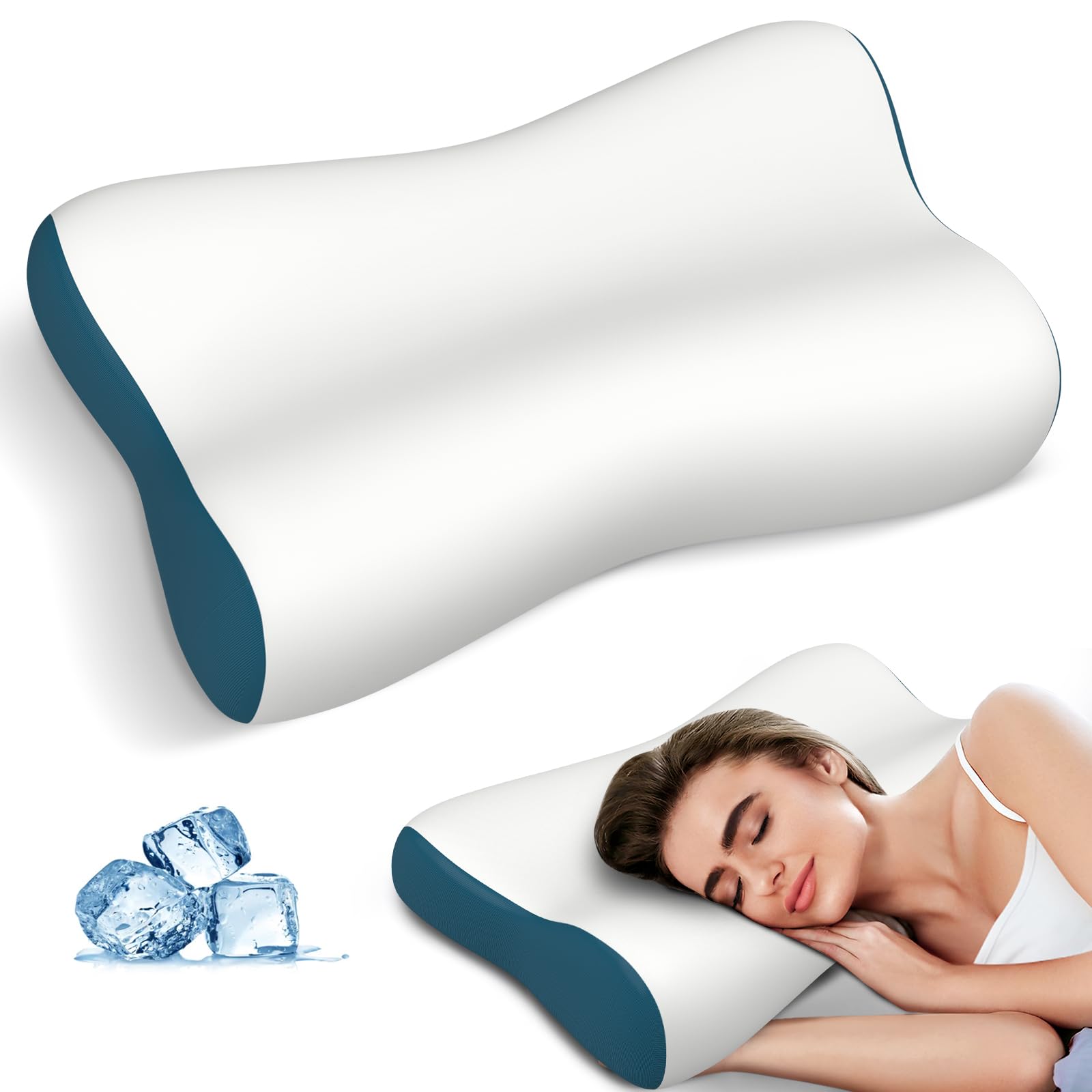 Cervical Neck Pillow for Pain Relief, Contour Memory Foam Pillows for Sleeping, Ergonomic Pillow Orthopedic Cooling Pillow Bed Pillow Neck Support for Side Back Stomach Sleepers - Medaid International
