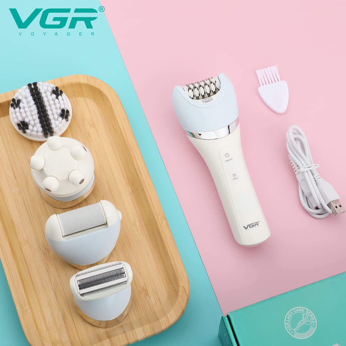 VGR V703 5-in-1 Women‚Äôs Grooming Kit ‚Äì Shaver, Trimmer, Facial & Body Massager | Waterproof - Medaid International