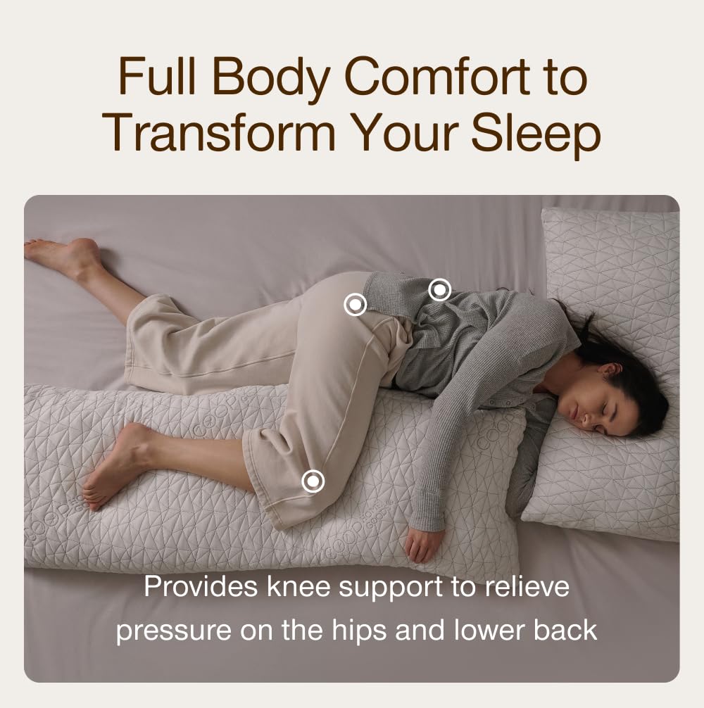 Coop Home Goods Original Adjustable Body Pillow, 20x54 Long Pillow for Back, Shoulder, Hip and Knee Support, Side Sleeper Body Pillows for Adults with Memory Foam & Washable Cover - Medaid International