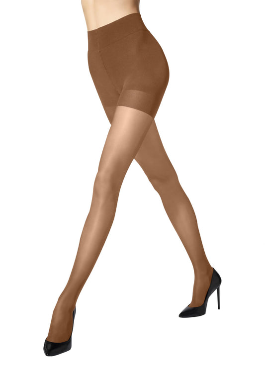 Wolford Miss W 30 Push-Up Tights for Women Knitted-In Shaping Pushup Effect Strong Leg Support Sustainable Dye Sheer Hosiery Brown Sun-tan Brown Medium - Medaid International