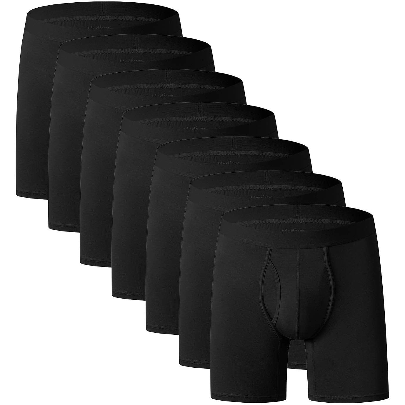 youlehe Men's Underwear Soft Rayon Boxer Briefs Stretch Trunks Pack (as1, alpha, l, regular, regular, 7 Pack(Black)-Open Fly-018) - Medaid International