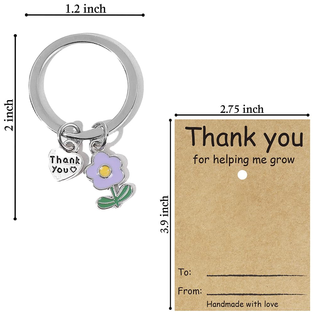 VERKUUY 6Pcs Teacher Appreciation Keychain Gifts in Bulk - Thank You for Helping Me Grow Keychain Teacher Day Christmas Gifts - Medaid International