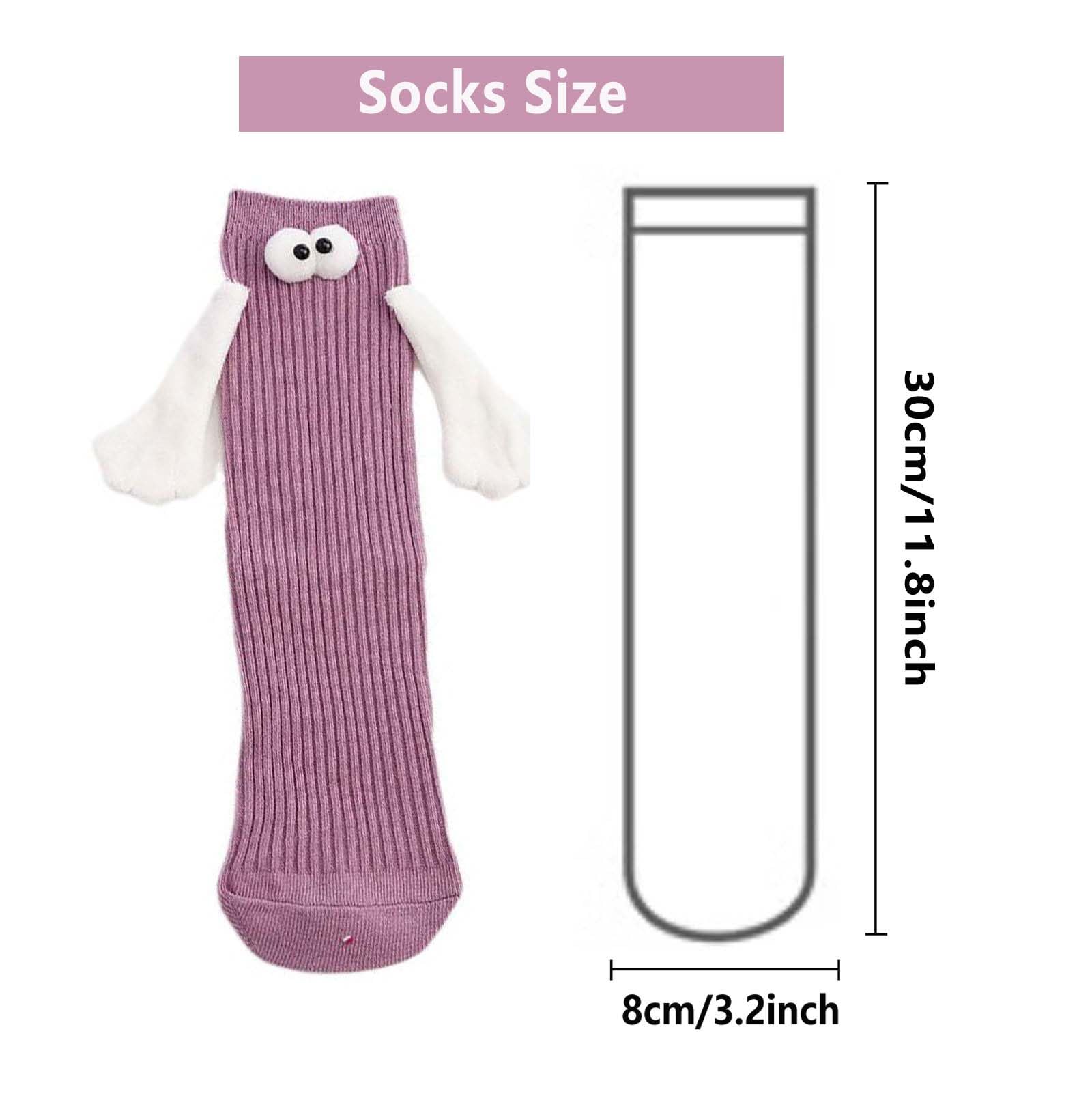 ARTSIM Magnetic Hand Holding Socks for Couple Friends Kids 3D Doll Mid-Tube Cute Hand in Hand Socks with Eyes Novelty Xmas Socks Rose Red (Color : Rose Red, Size : One Size) - Medaid International