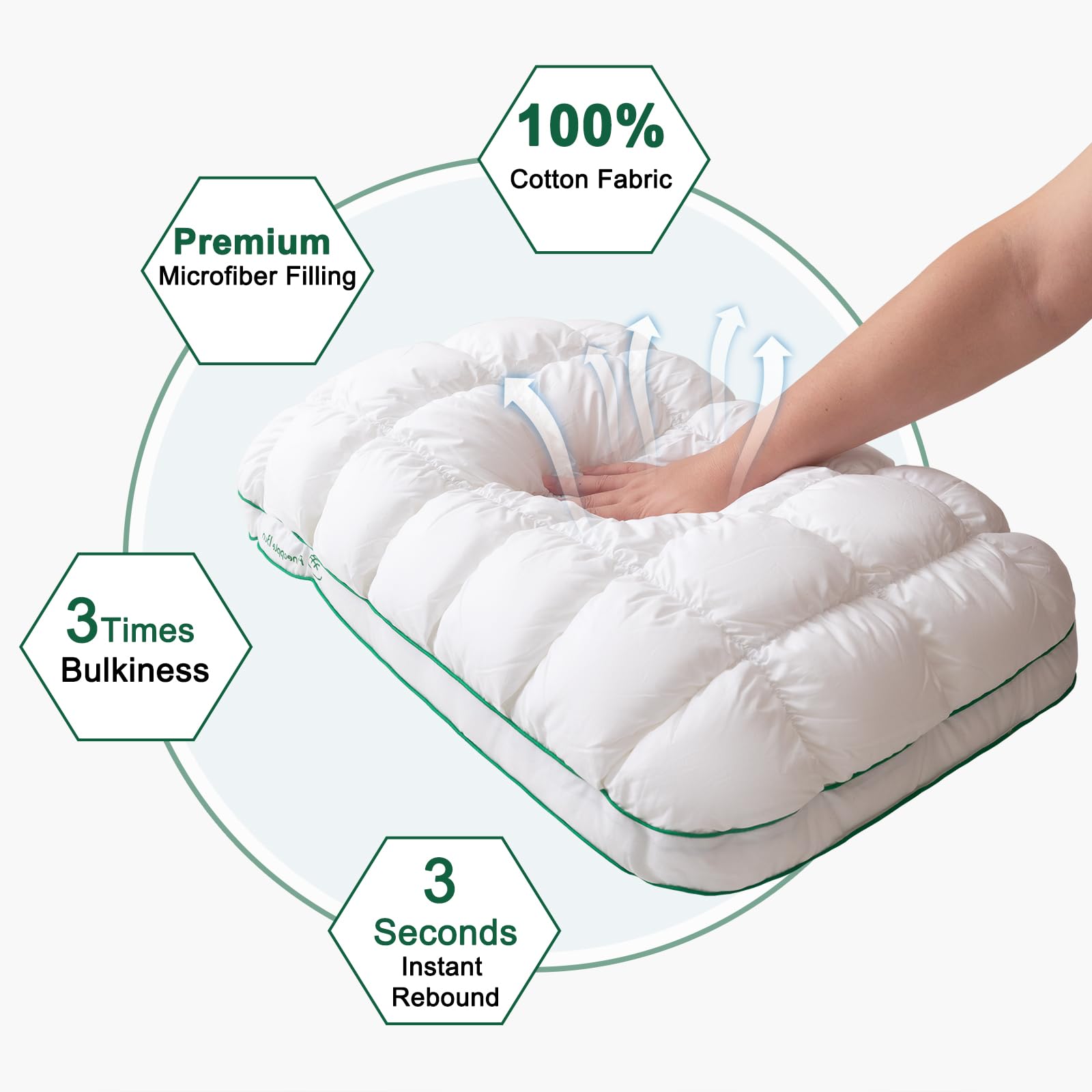 YOUR MOON Fluffy Support Bed Pillow Queen Size, Super Soft Premium Down-Alternative Filling for Sleeping, Luxury Hotel Quality Bed Pillows for Side Sleeper (White) - Medaid International