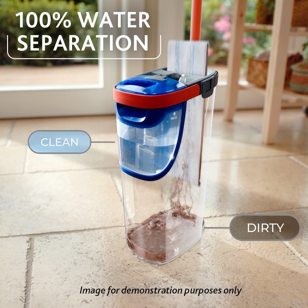 Vileda H2PrO Flat mop System - Revolutionary Clean and Dirty Water Separation - Water-Saving Design - Compact Storage - Ergonomic Handle - Microfibre Power - Can be Used one-Handed - Medaid International