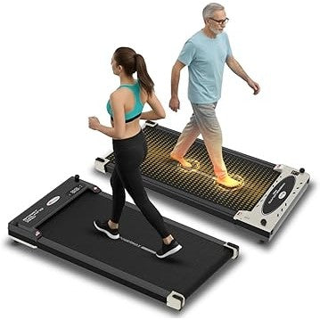 PowerMax Fitness FLIPPAD 2.5HP DC Motorized Under Desk 3-in-1 Treadmill with Dual-Function, Built-in Acupressure & Bluetooth for Music, Speaker, LED Display, Max user 120KG, Running Deck 920 X 370mm
