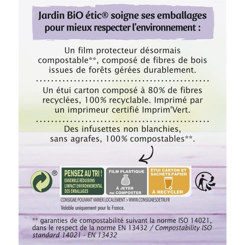Infusion Ventre Plat Bio - Détox Digestion Légère - 20 Sachets - 30g - Jardin Bio Etic Succombez à cette infusion délicieuse et naturelle favorisant la - Le Lot De 3 - Medaid International