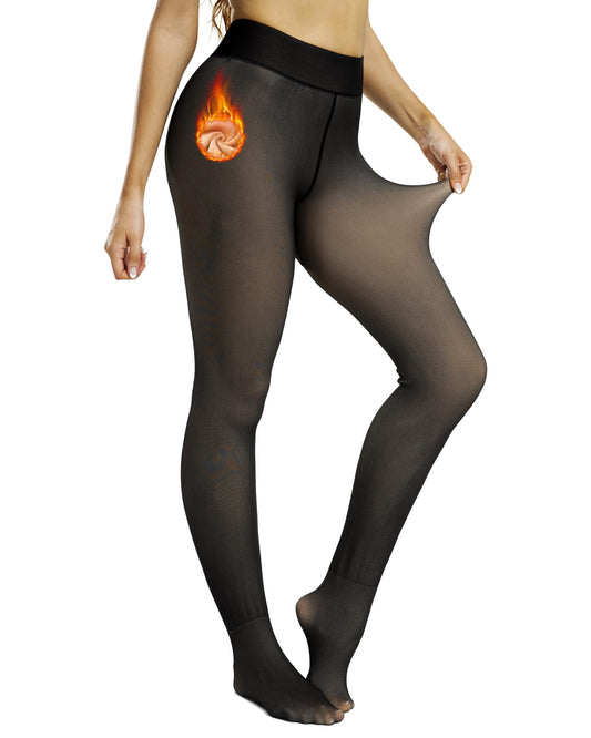 NORMOV Winter Warm Fleece Lined Tight Women,Thermal Fake Translucent Leggings Soft Velvet Stretchy Pantyhose(TF Black-XS/S) - Medaid International