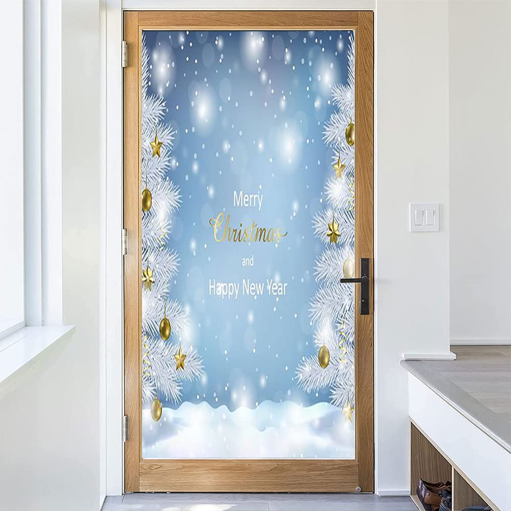 Christmas Privacy Window Film, Christmas Style Print, Glass Film for Home Office Living Room, W23.6 x L35.4 Inch - Medaid International