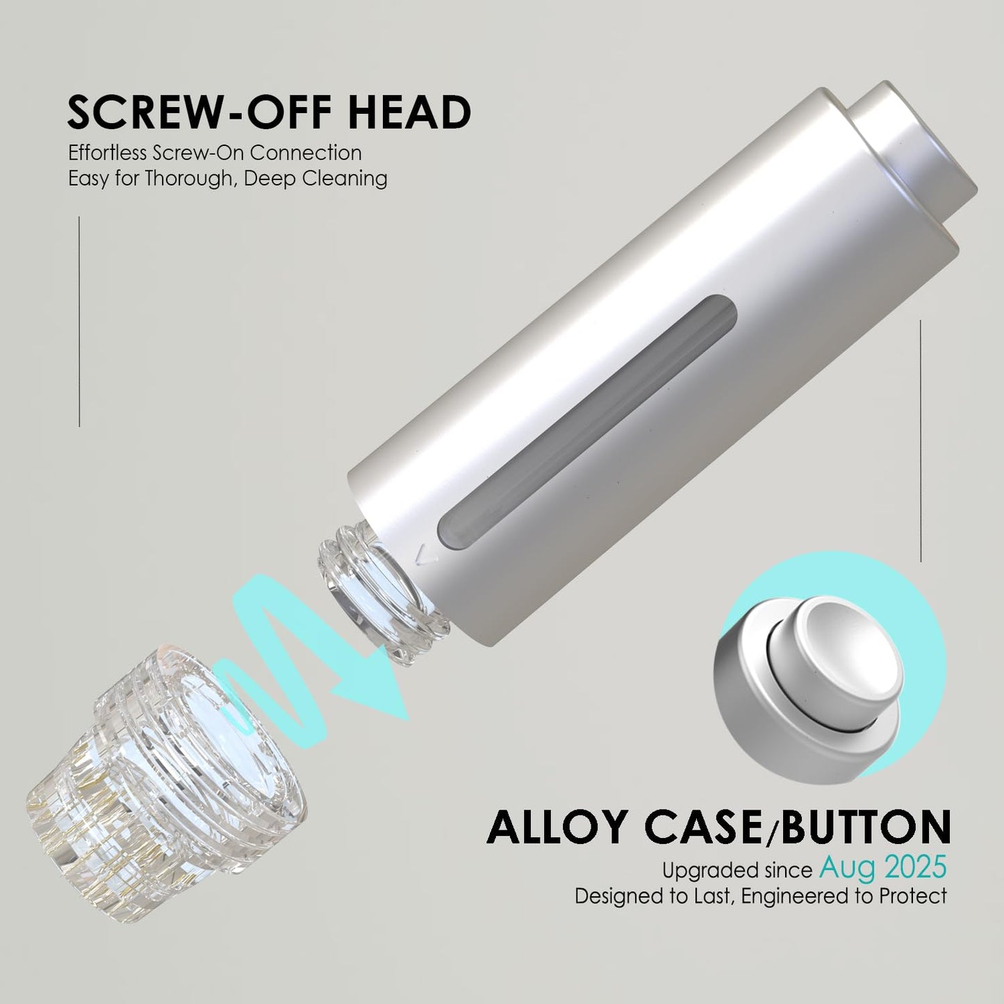 AQUA STAMP 2-in-1 Titanium Derma Stamp | 0.25mm Gold Micro Needles | Manual Microneedling Tool for Face Lips Scalp Care | Portable Serum Applicator with Storage Tube - Medaid International