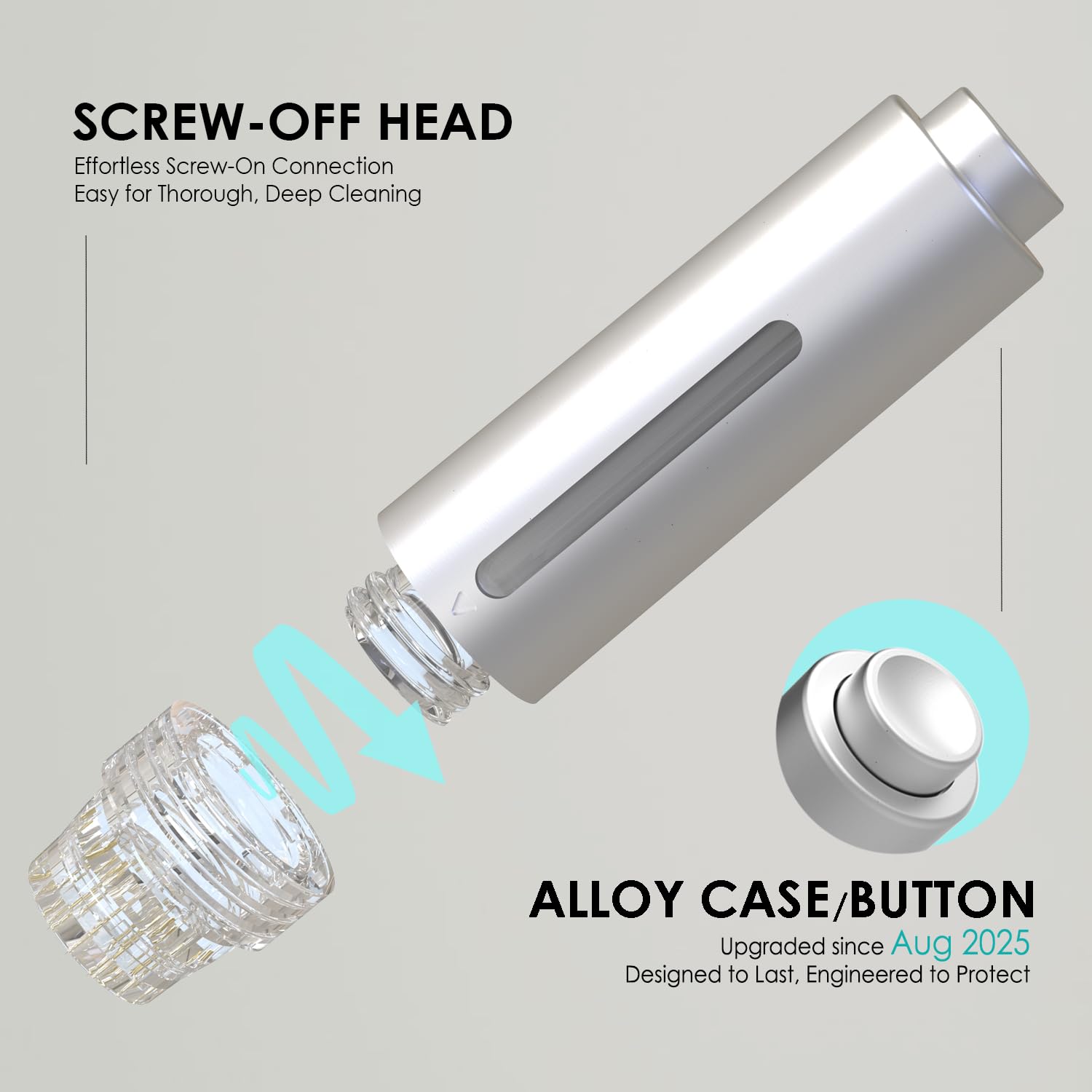 AQUA STAMP 2-in-1 Titanium Derma Stamp | 0.25mm Gold Micro Needles | Manual Microneedling Tool for Face Lips Scalp Care | Portable Serum Applicator with Storage Tube - Medaid International