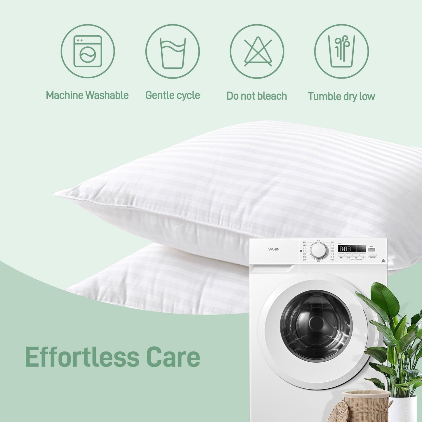 Hypoallergenic Soft Standard/Queen Size Set of 2 Pillows, Down Alternative Filling with Cotton Shell Hotel Quality Pillows, Breathable, Ideal for Side, Back and Stomach Sleeper, Oeko-TEX Certified - Medaid International