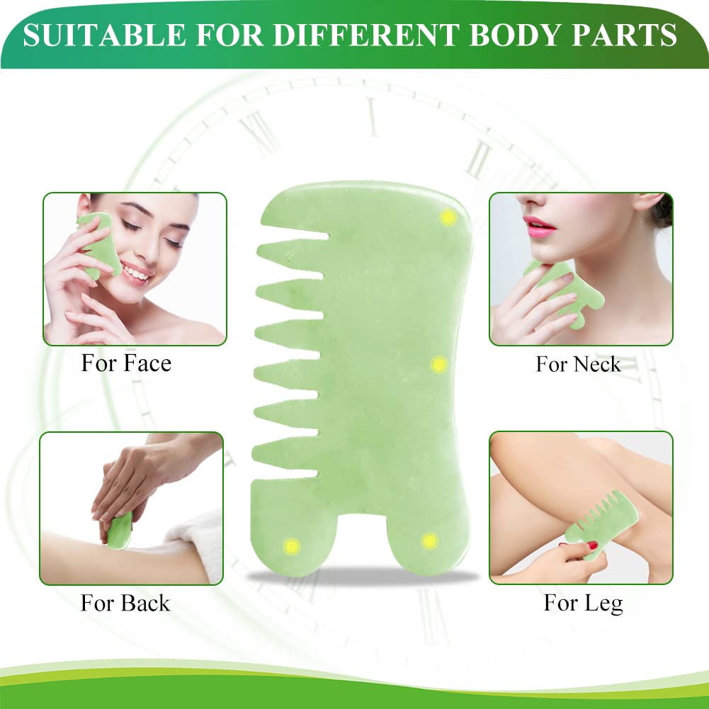EQLEF Massage Scraping Tools with Jade Body Comb SPA Acupuncture Therapy Point Treatment on Face Arm Foot for Gua Sha - Medaid International