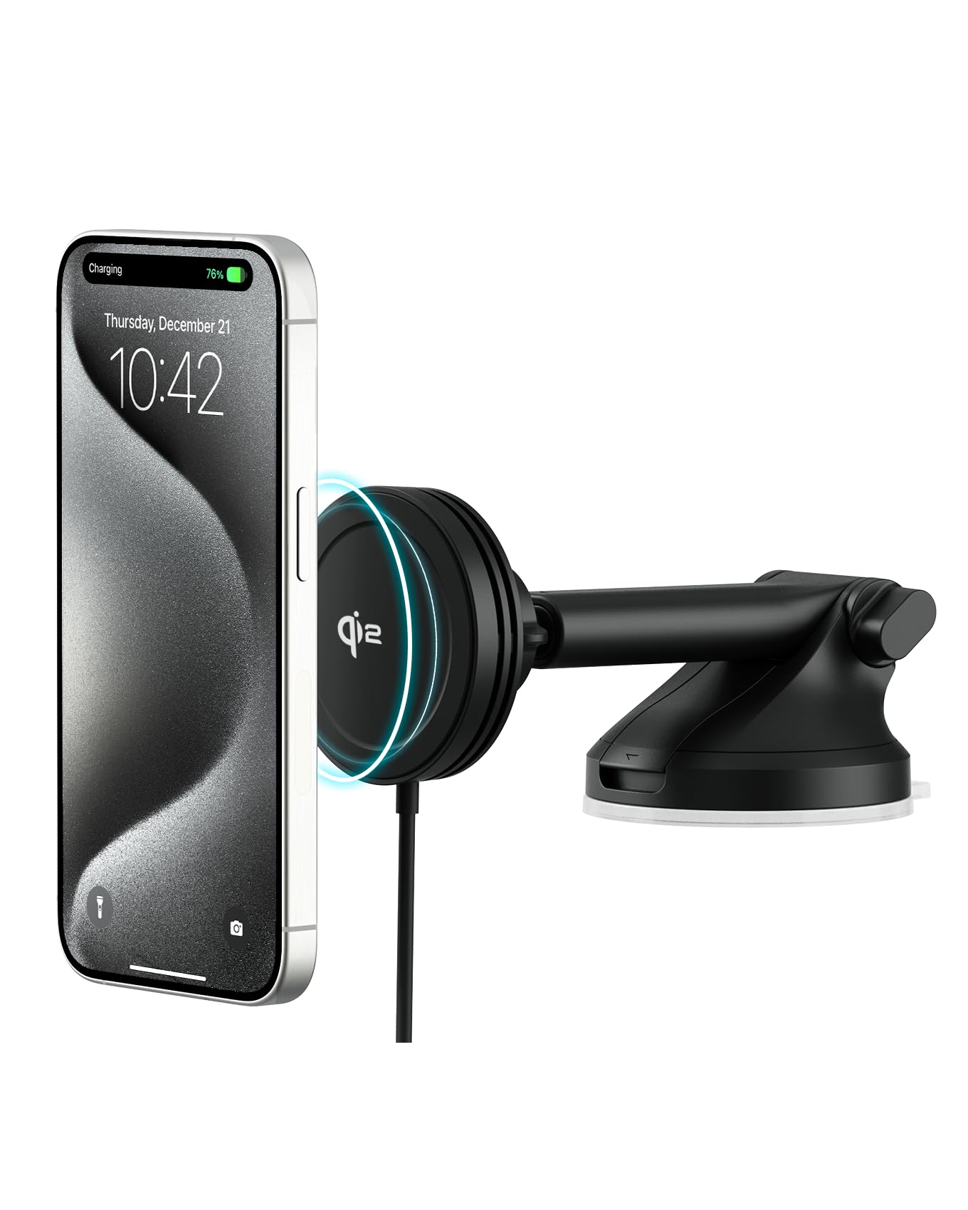 iOttie Velox Qi2 Mini 15W Wireless Charger Car Mount - Dash & Windshield Car Phone Holder - MagSafe Compatible iPhone Mount for Qi2 Smartphones (iPhone 12, 13, 14, 15, and 16) - Car Charger Included - Medaid International