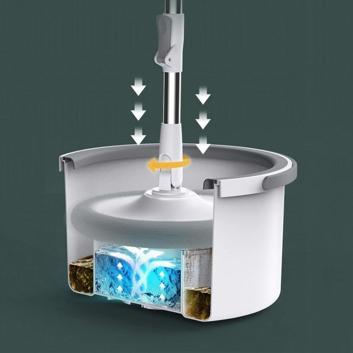 Circle Round Microfiber Floor Mop and Bucket Set ‚Äì 180¬∞ Rotating Mop Head with Round Bucket & Adjustable Handle - Medaid International