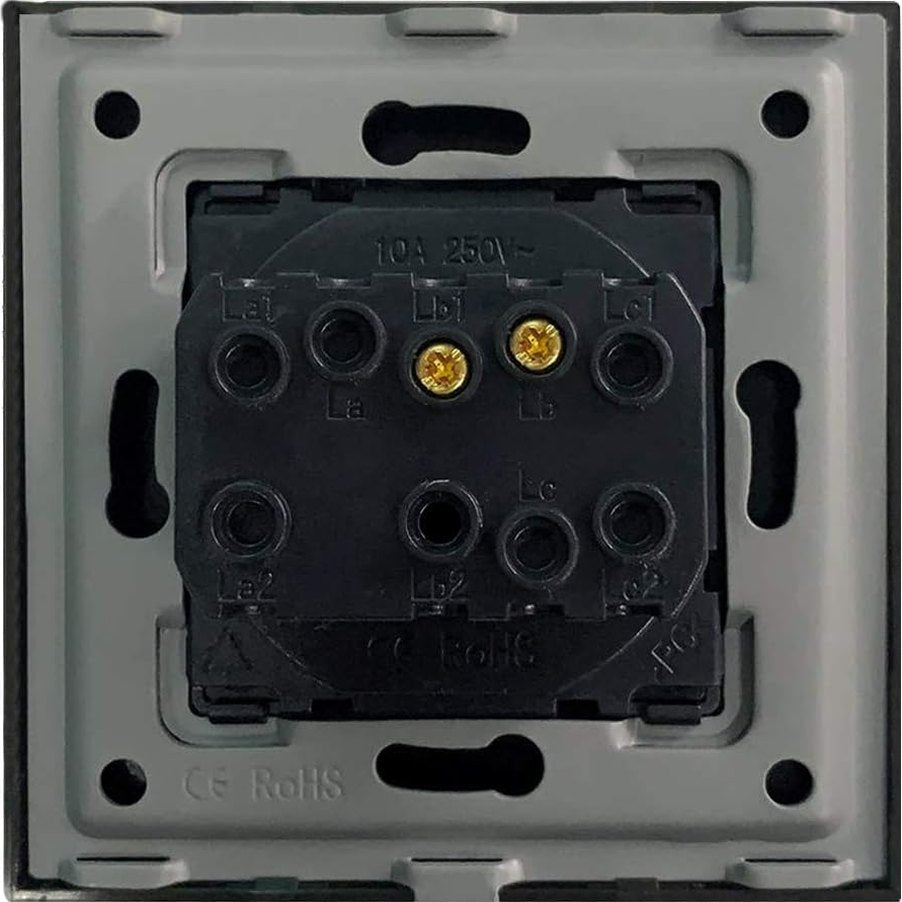 Bseed - Electrical Wall Light Switch with LED Backlight, Glass Faceplate, 10A Toggle