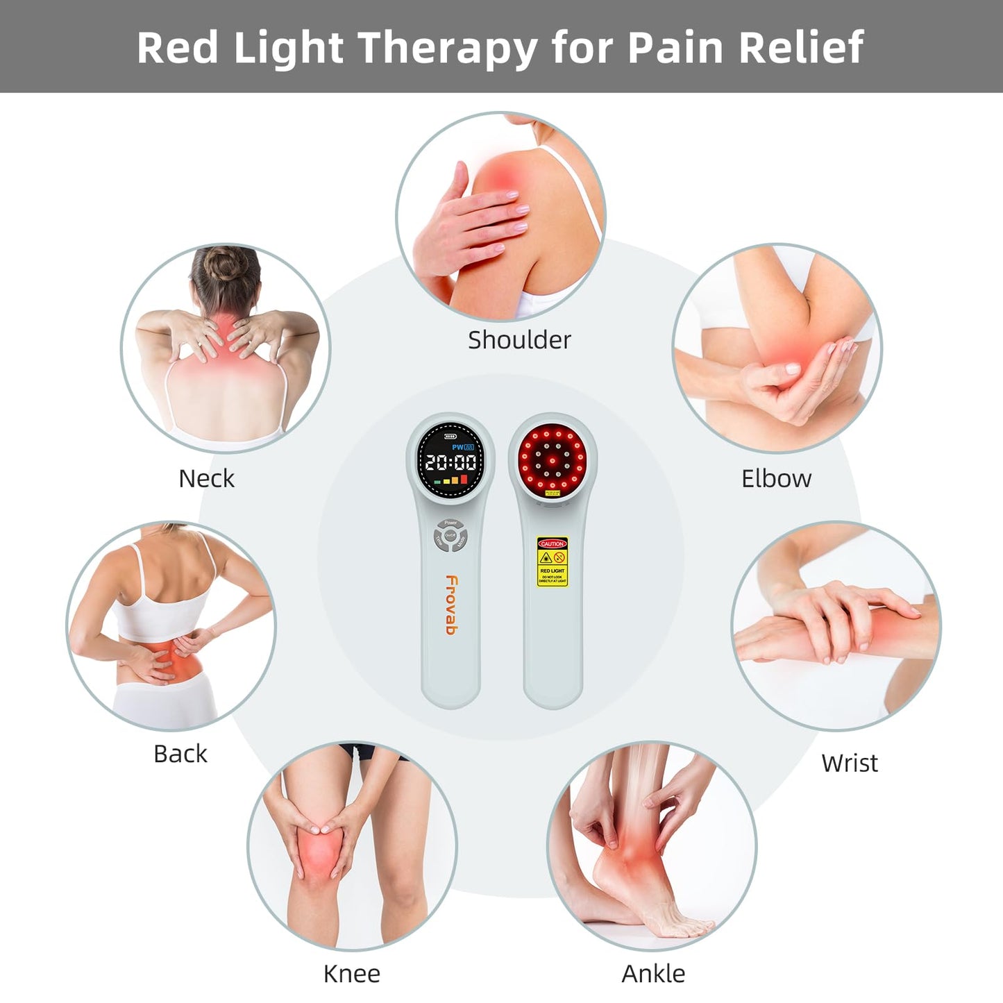 Frovab Cold Light Therapy Machine, 4x980nm+4x810nm+16x660nm, Red Light Therapy Device at Home, Infra Red Light Therapy for Pain, Hand Held Red Light Therapy Device for Elbows, Knees, Shoulders, Hands - Medaid International