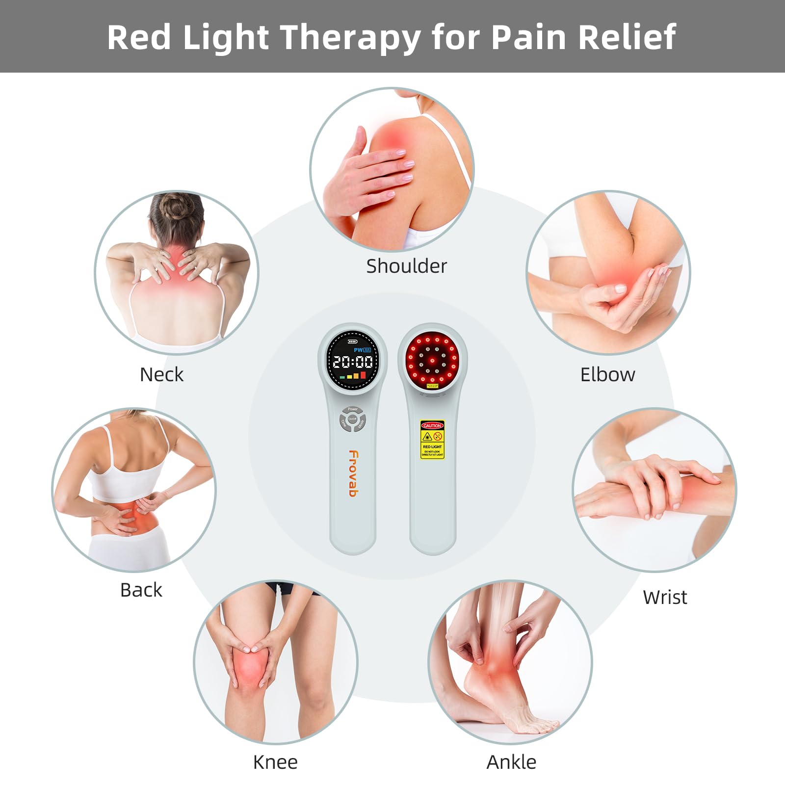 Frovab Cold Light Therapy Machine, 4x980nm+4x810nm+16x660nm, Red Light Therapy Device at Home, Infra Red Light Therapy for Pain, Hand Held Red Light Therapy Device for Elbows, Knees, Shoulders, Hands - Medaid International