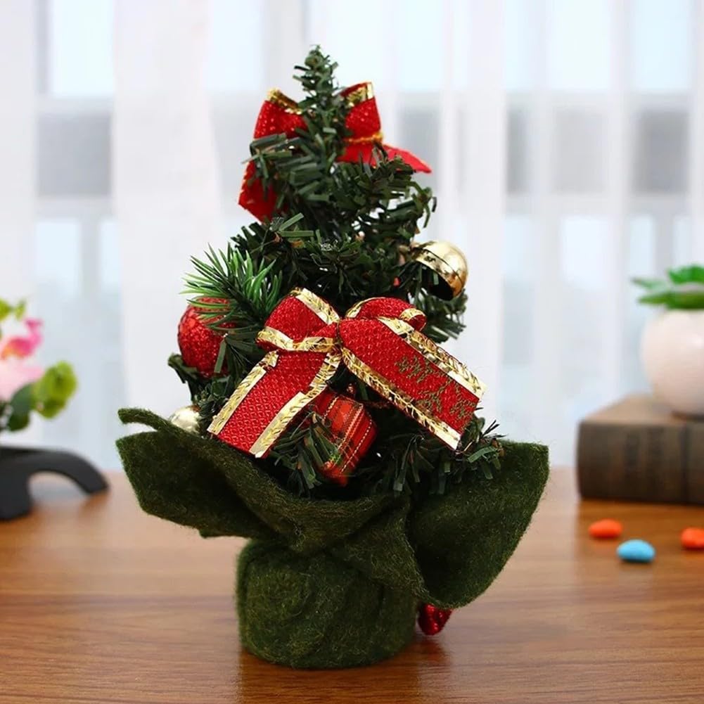 20cm Mini Christmas Tree Ornaments for Tabletop Decorations, Small Artificial Christmas Tree with PVC and Cloth Material, 65g Weight - Medaid International