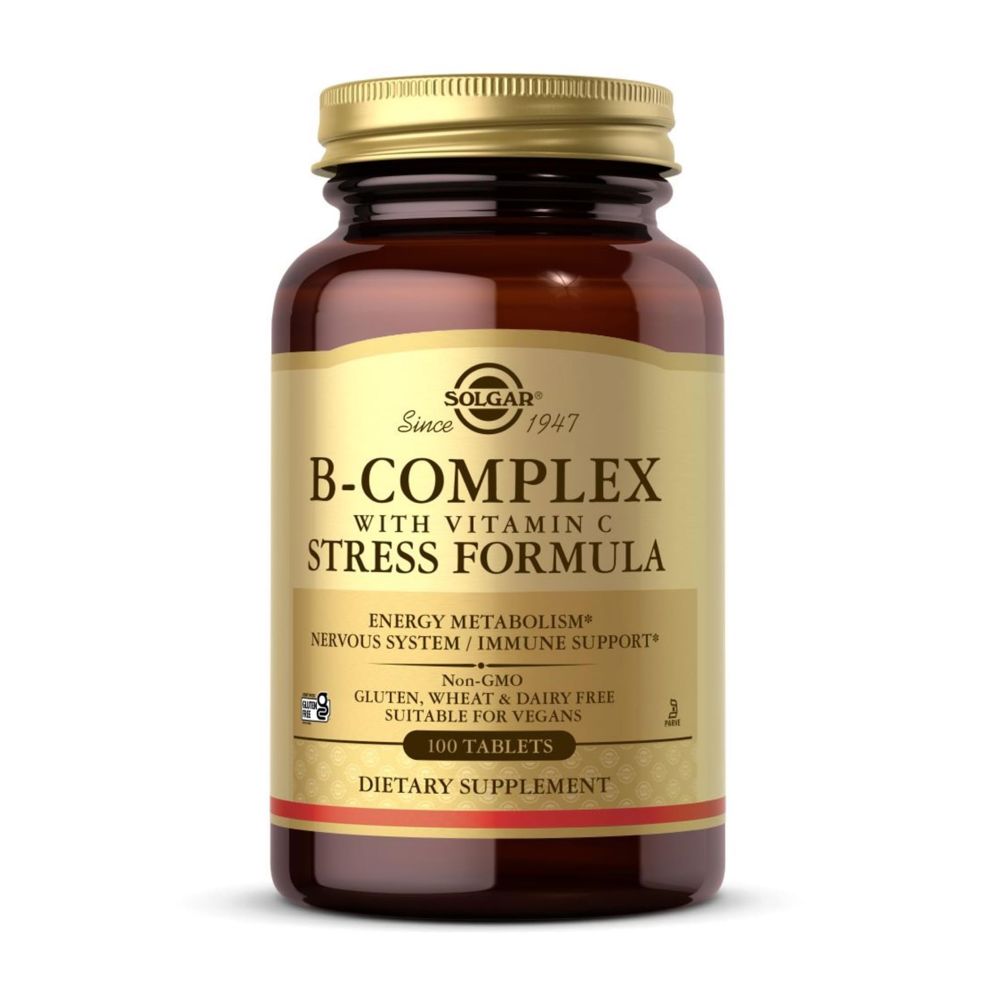 Solgar B-Complex with Vitamin C - 100 Tablets - Non-GMO, Vegan, Kosher & Gluten Free - 50 Servings - Medaid International
