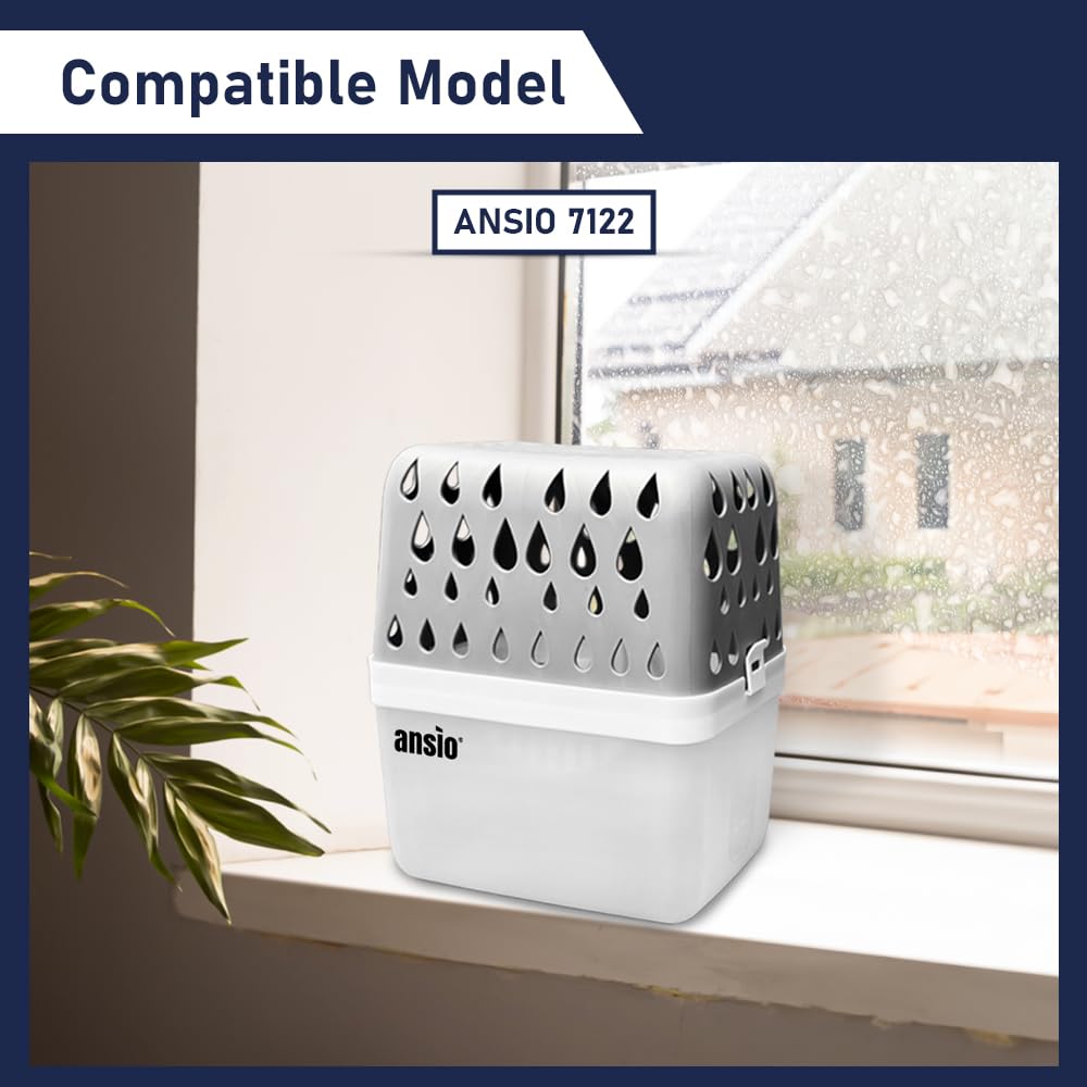 ANSIO Dehumidifier Refill Tabs, Pack of 8 – Universal Fit for Devices with up to 450g Refill Tabs or 1-Litre Collection Tub, Damp, Moisture & Condensation Absorbers for Home, Office, Garage & Bathroom - Medaid International
