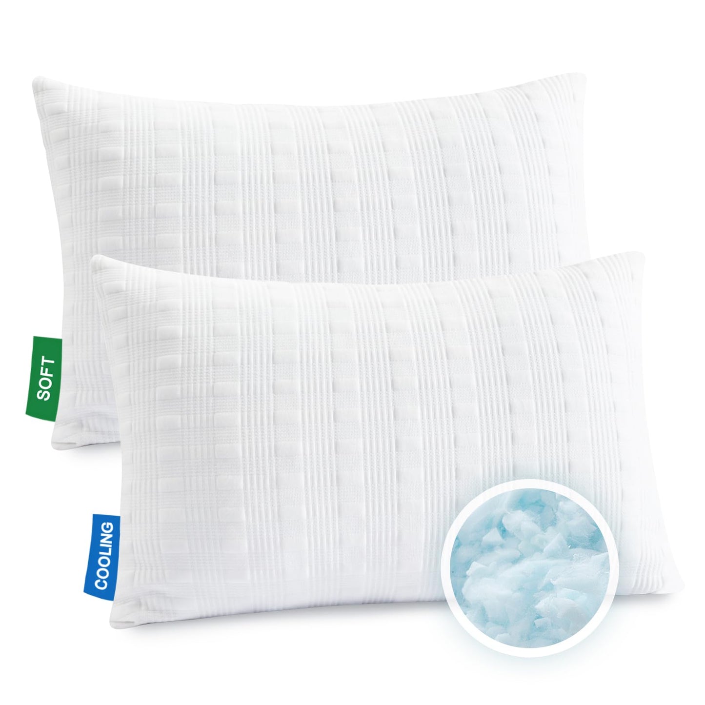 Meoflaw Cooling Pillows for Sleeping Queen Size Set of 2,Shredded Memory Foam Bed Pillow with Pillow Case-Double Sided Material,Adjustable Loft Queen Pillow for Side & Back Sleeper-Medium Firm - Medaid International