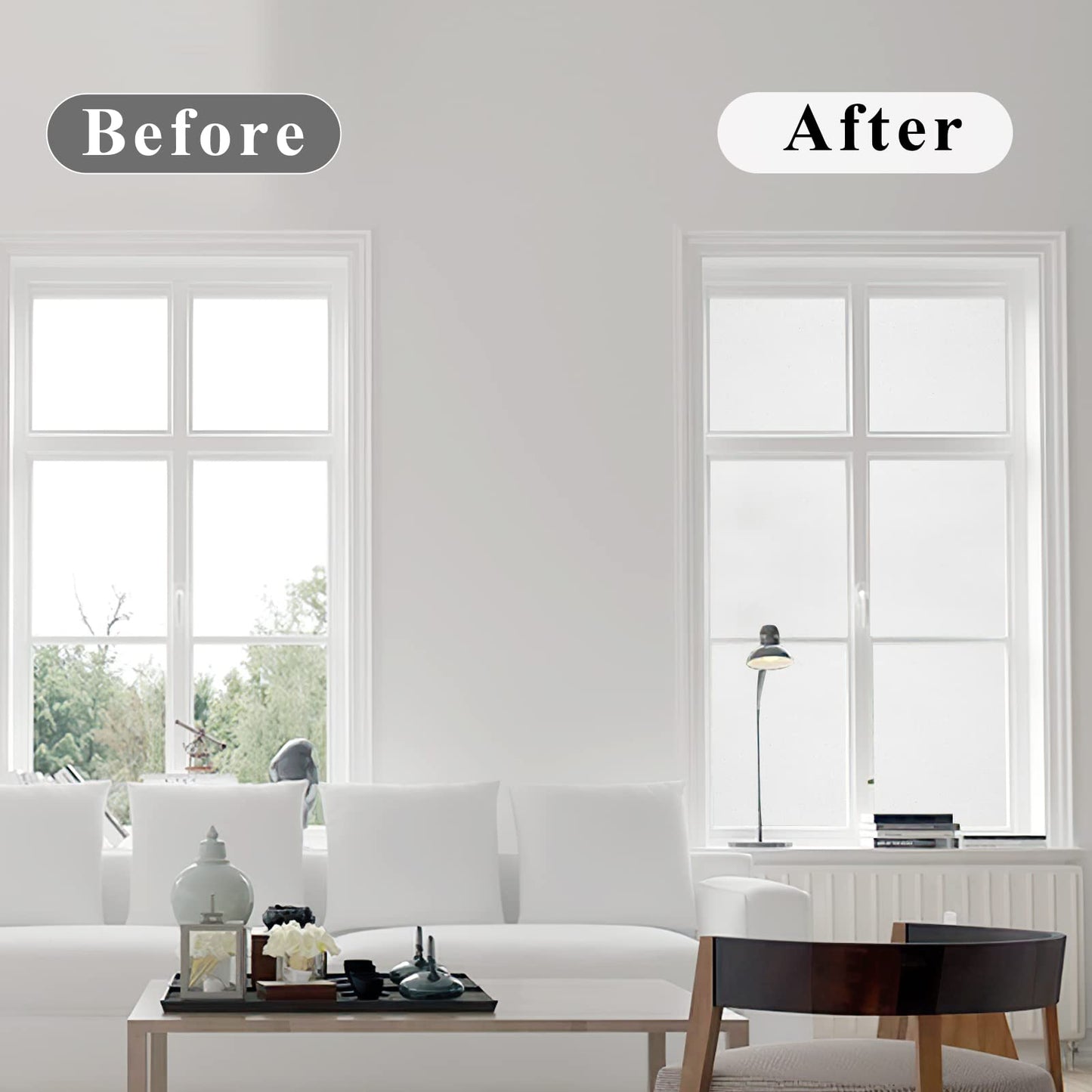 Arthome Privacy Window Films,35.4 x 100 inches PVC Glass Film Frosted No Glue Self Static Cling UV Blocking for Bathroom Living Room Bedroom Kitchen Office Home (90 x 254 CM, AH017W) - Medaid International