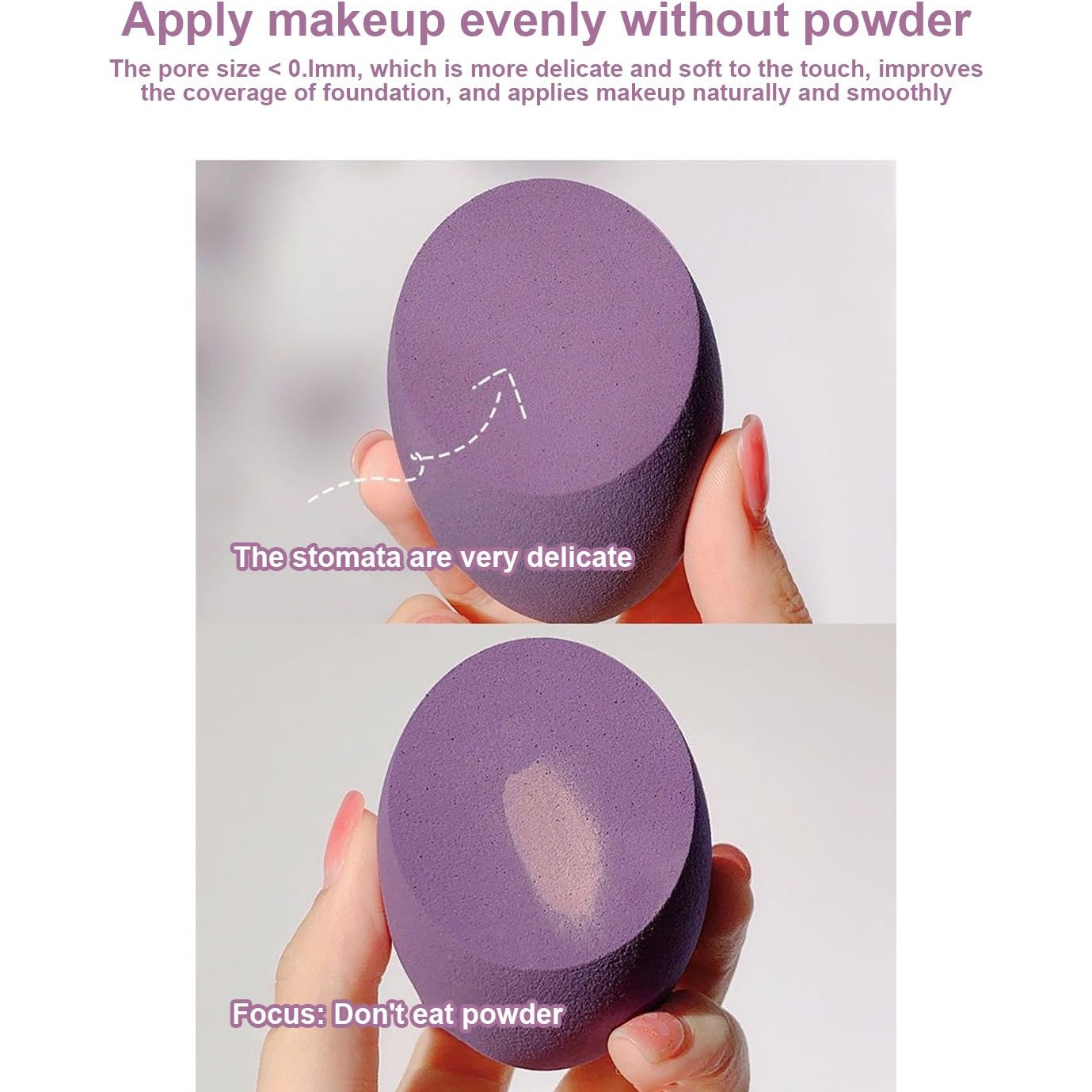 4pcs Makeup Sponges Set - Beauty Sponges with Egg Case, Flawless for Cream, Powder and Liquid, Purple DJA643-04 - Medaid International