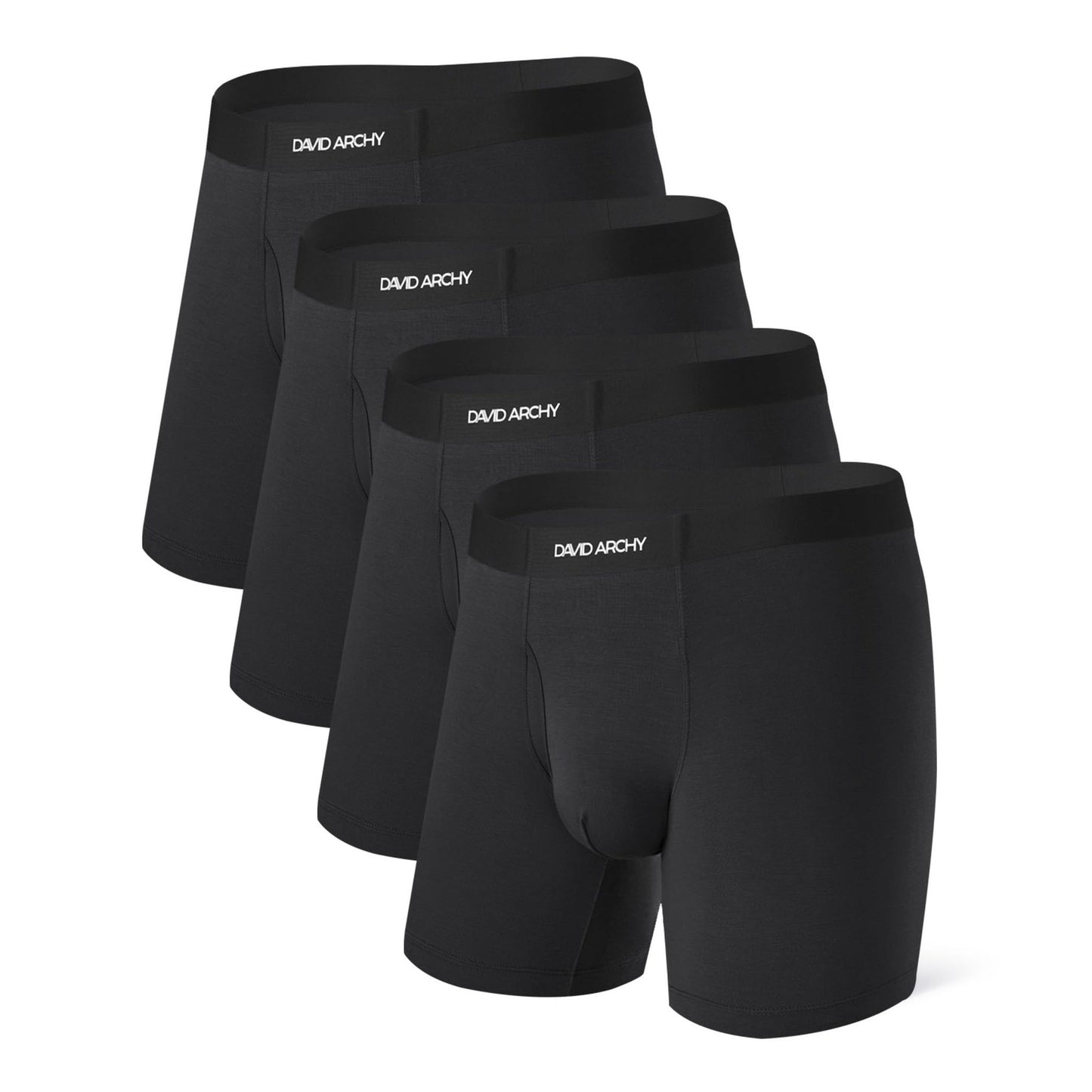 DAVID ARCHY Mens Underwear Boxer Briefs Bamboo Rayon Soft Breathable Moisture-Wicking Seamless Underwear for Men 4 Packs with Fly(XL,Black) - Medaid International