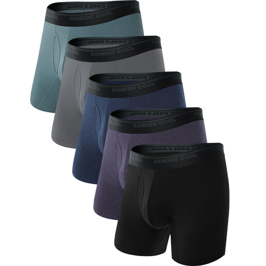 BAMBOO COOL Men's Underwear Boxer Briefs Ultra Breathable Stretch No Riding Up with Fly Multipack - Medaid International