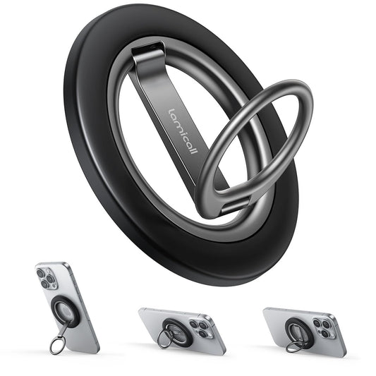 Lamicall for MagSafe Magnetic Phone Grip Stand - [Upgrade Dual-Hinge] Finger Ring Holder, 360° Rotation Phone Kickstand Super Magnet Ring, Mag Safe Accessories for iPhone 17 16 Pro Max Air, Androids - Medaid International