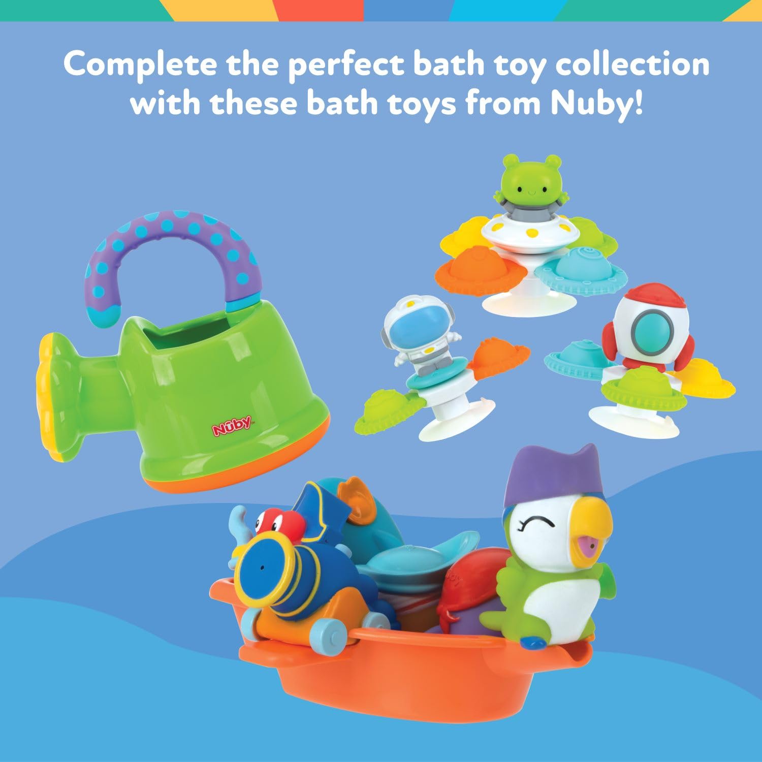 Nuby Floating Octopus Toy with 3 Hoopla Rings - Baby Bath Toy for Boys and Girls - 18+ Months - Purple (Pack of 1) - Medaid International