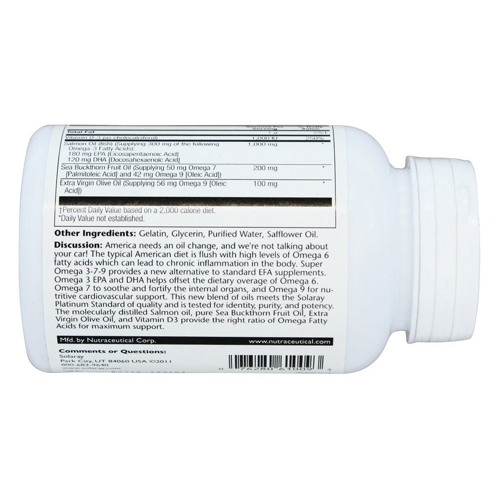 Solaray Super Omega 3-7-9 with Vitamin D-3 & Salmon Oil, 120 Softgels - Medaid International