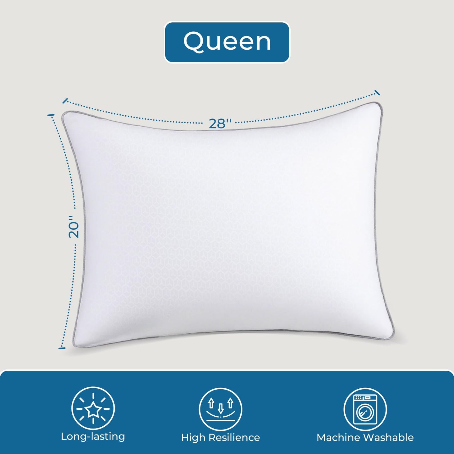 Sasttie Pillows Queen Size Set of 2, Bed Pillows for Side, Back, and Stomach Sleepers - Oeko-Tex Certified Down Alternative Plump Filling - Hotel Quality and Machine Washable, 2 Pack - Medaid International