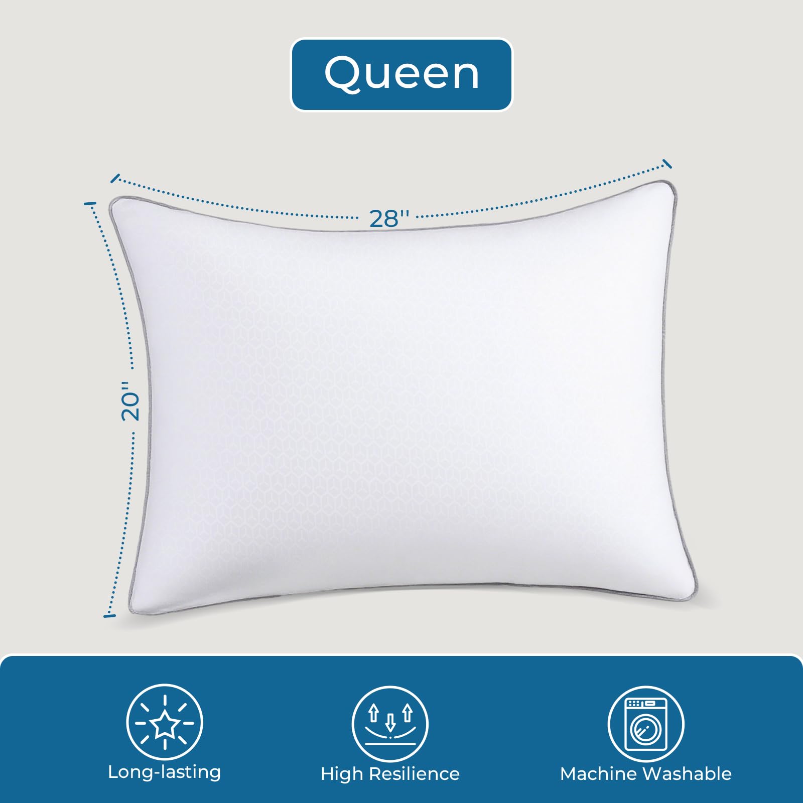 Sasttie Pillows Queen Size Set of 2, Bed Pillows for Side, Back, and Stomach Sleepers - Oeko-Tex Certified Down Alternative Plump Filling - Hotel Quality and Machine Washable, 2 Pack - Medaid International