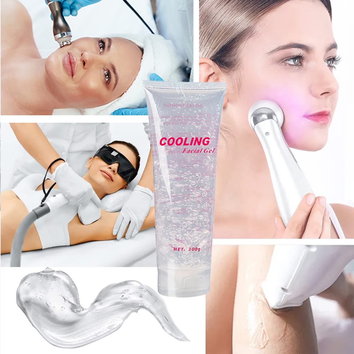 Cooling Gel for Women or Men Face Body Used with Laser Hair Deletion System and Machine Skin Lifting Tightening Device (10.58 Oz) - Medaid International