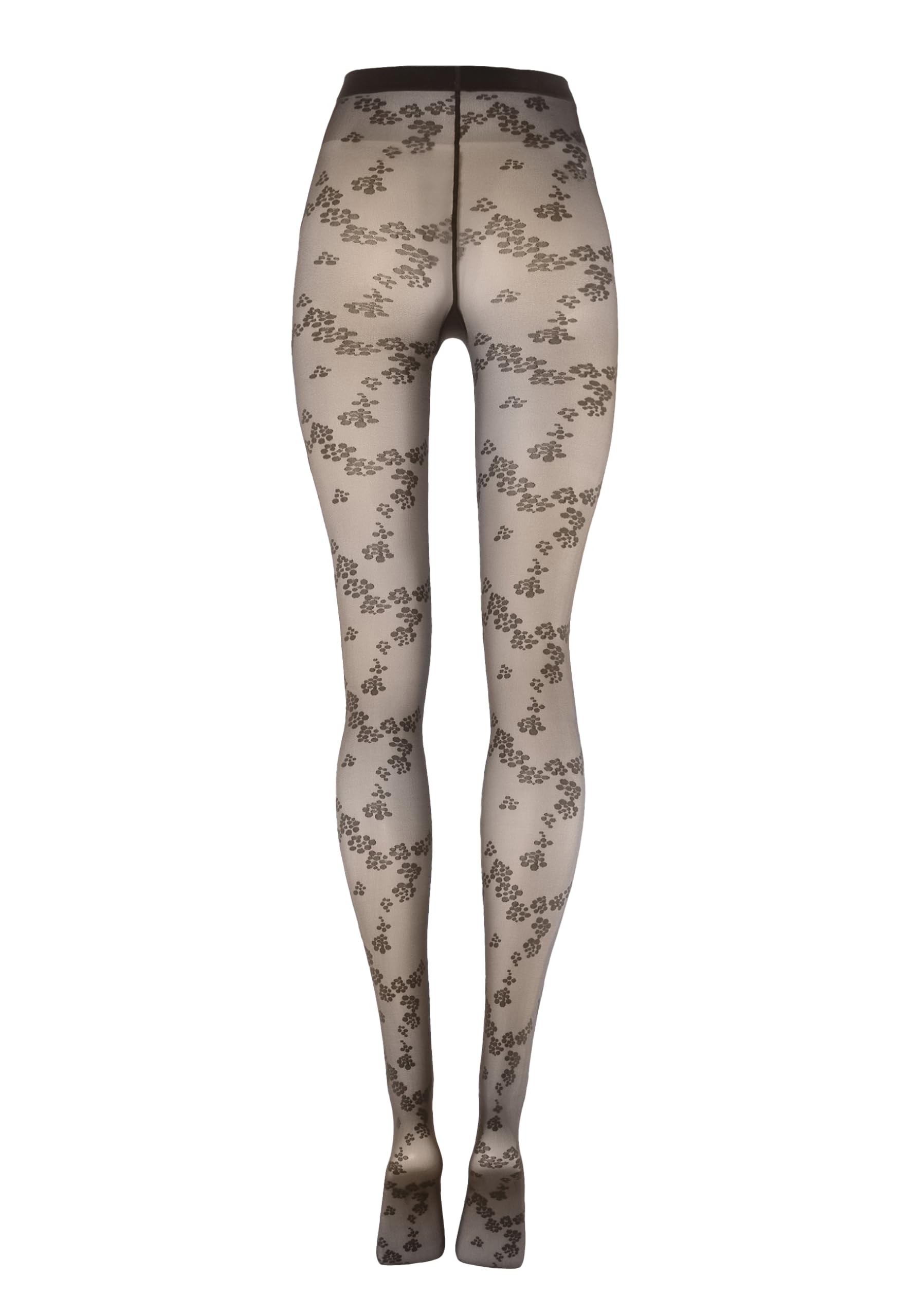 Wolford Floret Tights Pantyhose for Women Floral Sheer Opaque Patterned Hosiery Soft Waistband Sustainable Legwear dark wood Brown Small - Medaid International
