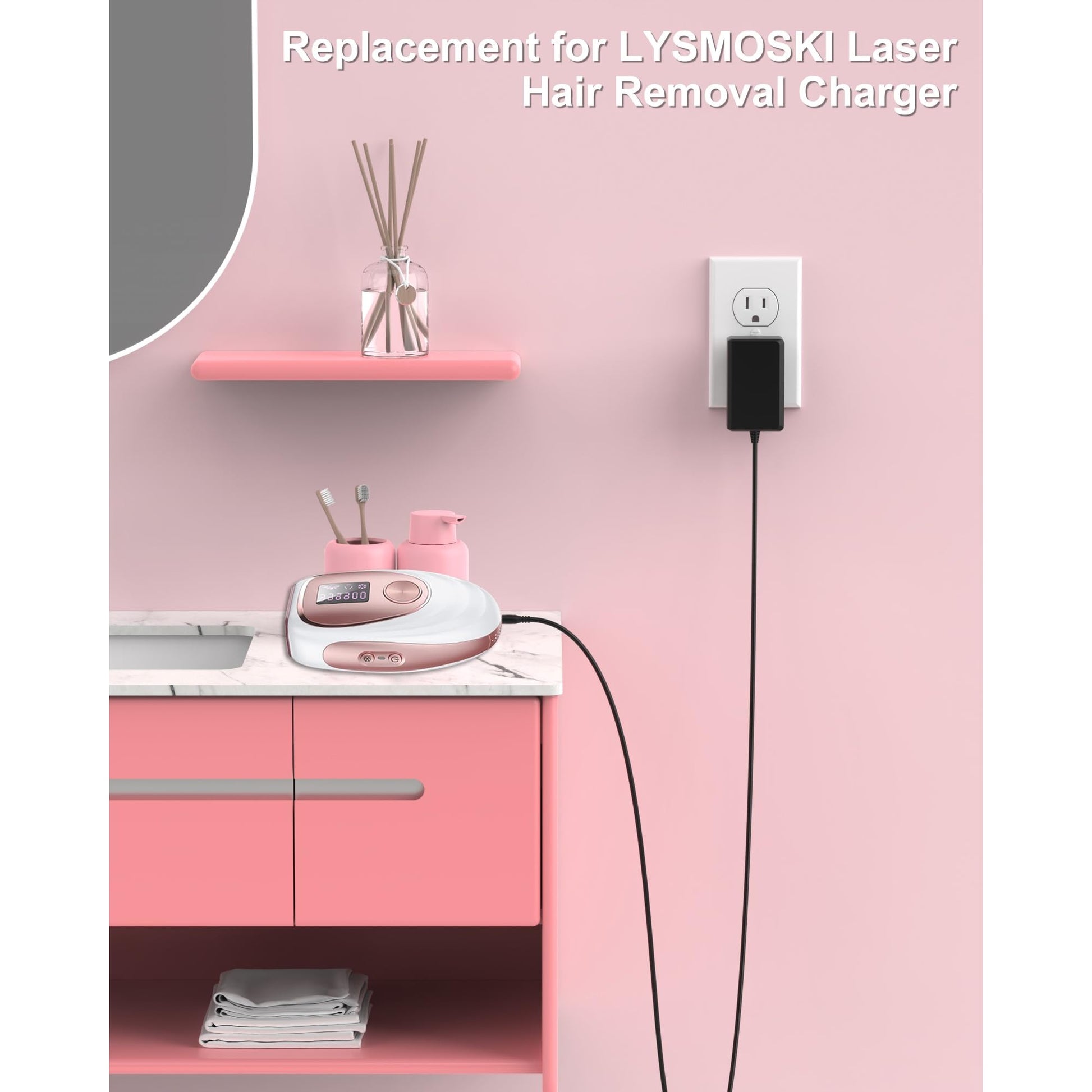 12V Replacement for Laser Hair Removal Charger, Compatible with LYSMOSKI 999,900 Flashes Permanent IpL Hair Removal Device, Compatible with INNZA Laser Hair Removal Device JD -TM022 - Medaid International