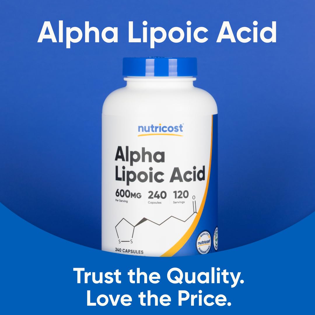 Nutricost Alpha Lipoic Acid 600mg Per Serving, 240 Capsules - Gluten Free, Vegetarian Capsules, Soy Free & Non-GMO - Medaid International